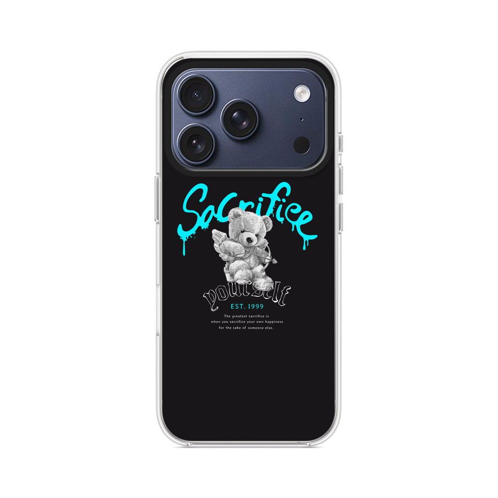 翼のあるテディベアの sacrifice アート iPhone 17 Proオリジナルケース