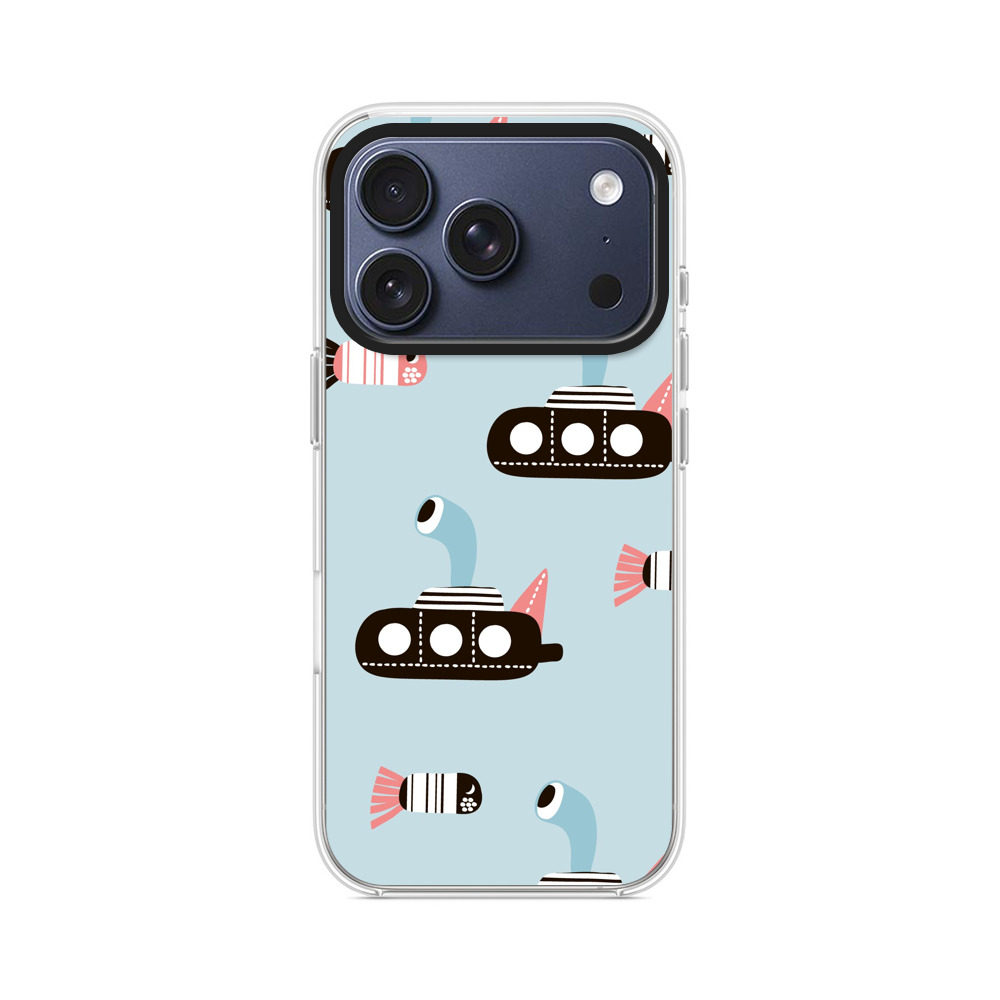 海の中の潜水艦と魚 iPhone 17 Proオリジナルケース