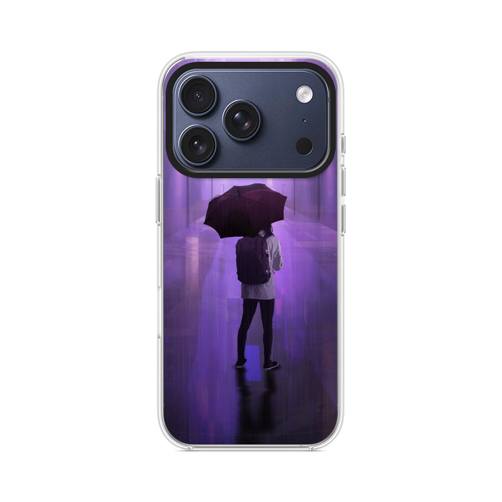 夜の雨と傘の人 iPhone 17 Proオリジナルケース