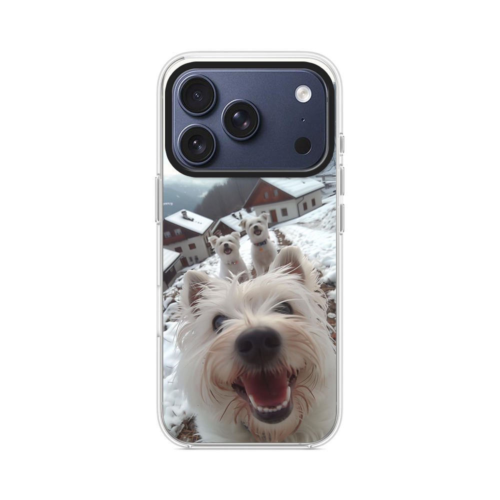 雪景色の白い犬たち iPhone 17 Proオリジナルケース
