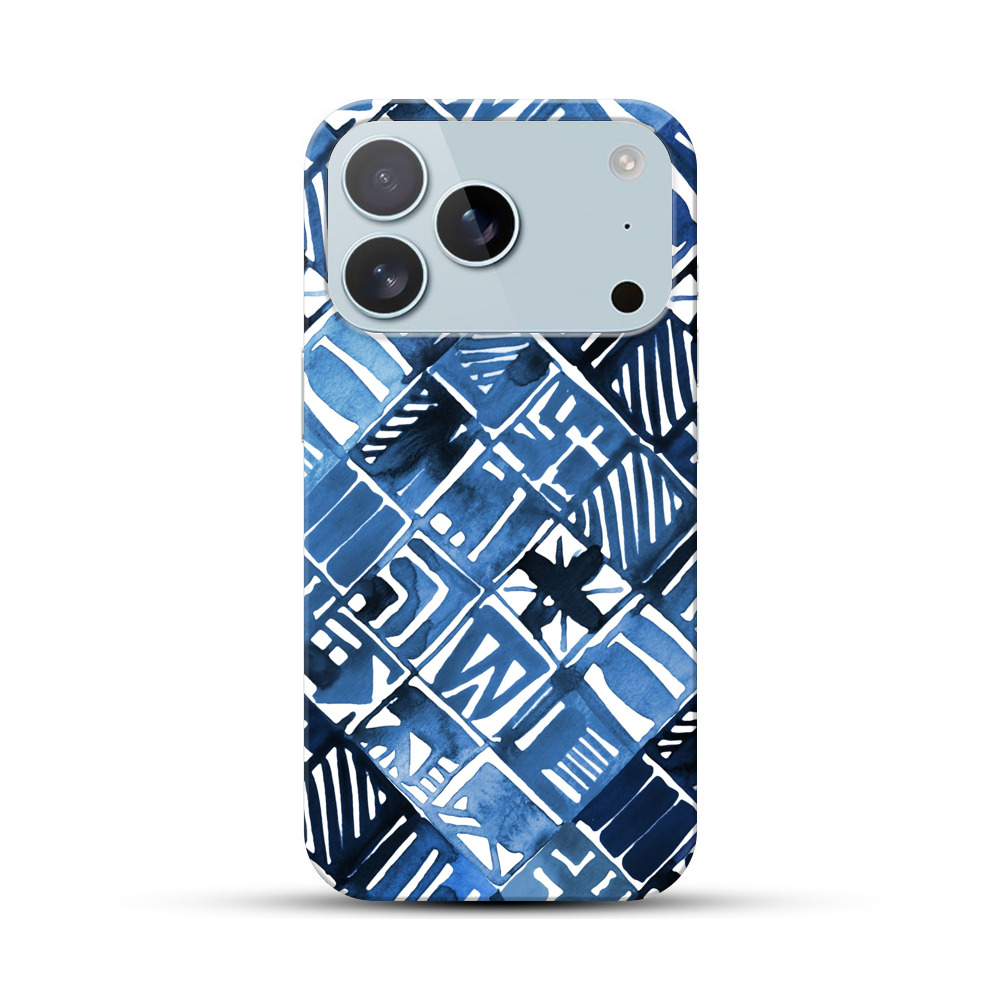 青の幾何学模様 iPhone 17 Proオリジナルハードケース