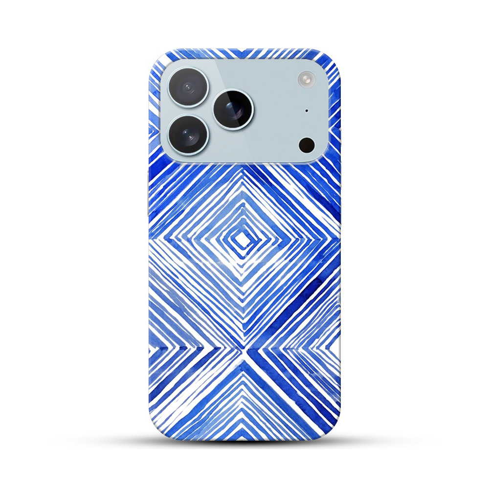 青の幾何学模様 iPhone 17 Proオリジナルハードケース