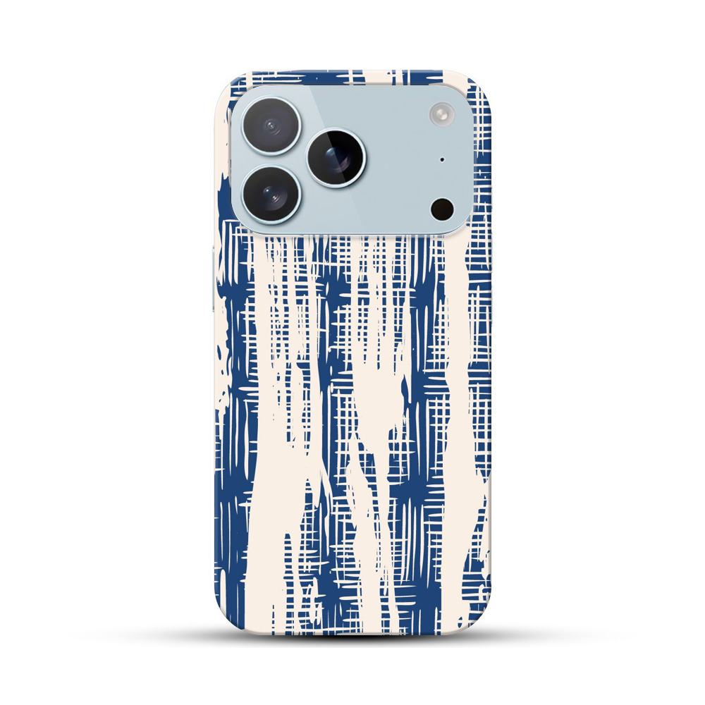 青と白の抽象パターン iPhone 17 Proオリジナルハードケース