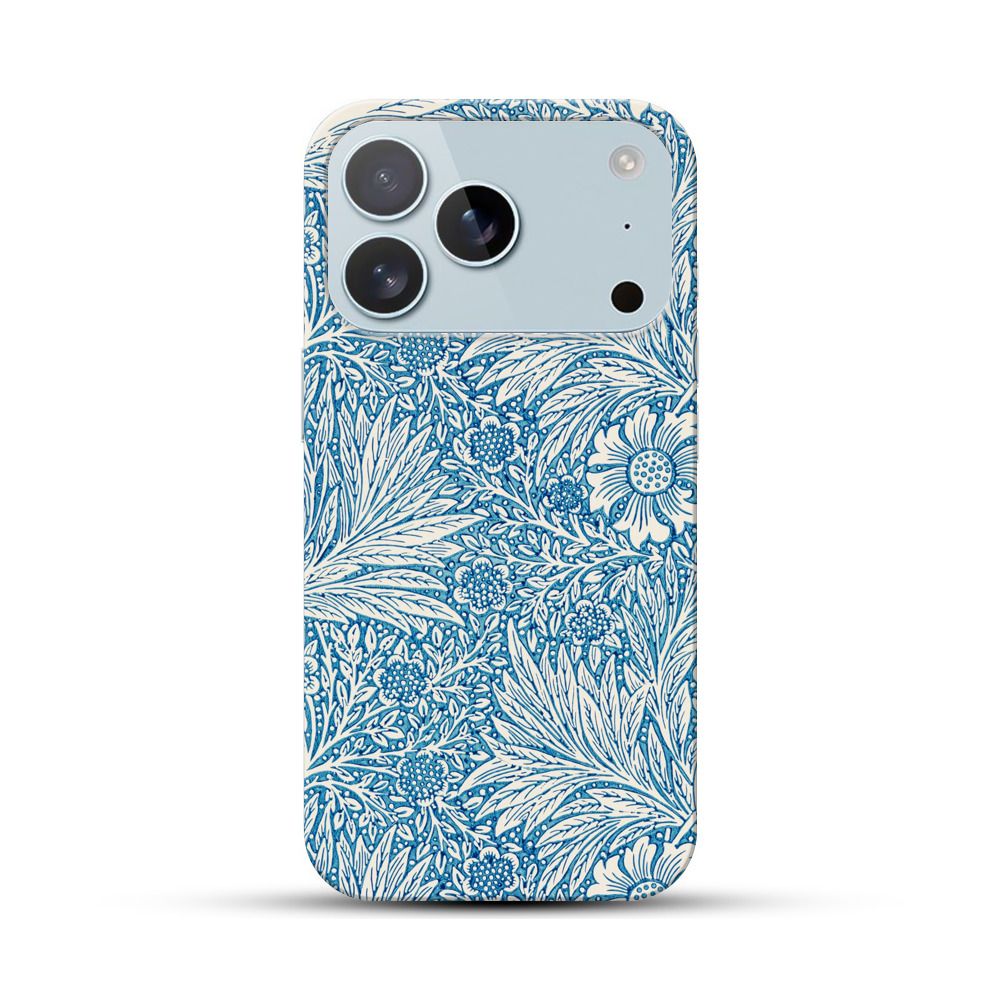 青い花柄のデザイン iPhone 17 Proオリジナルハードケース