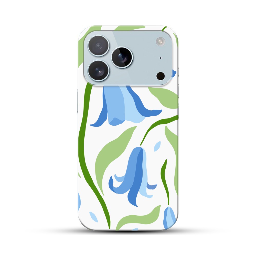 青い花の模様 iPhone 17 Proオリジナルハードケース