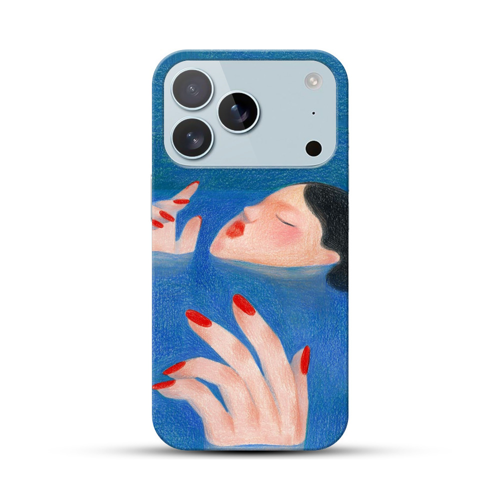 青い水の中で眠る女性 iPhone 17 Proオリジナルハードケース