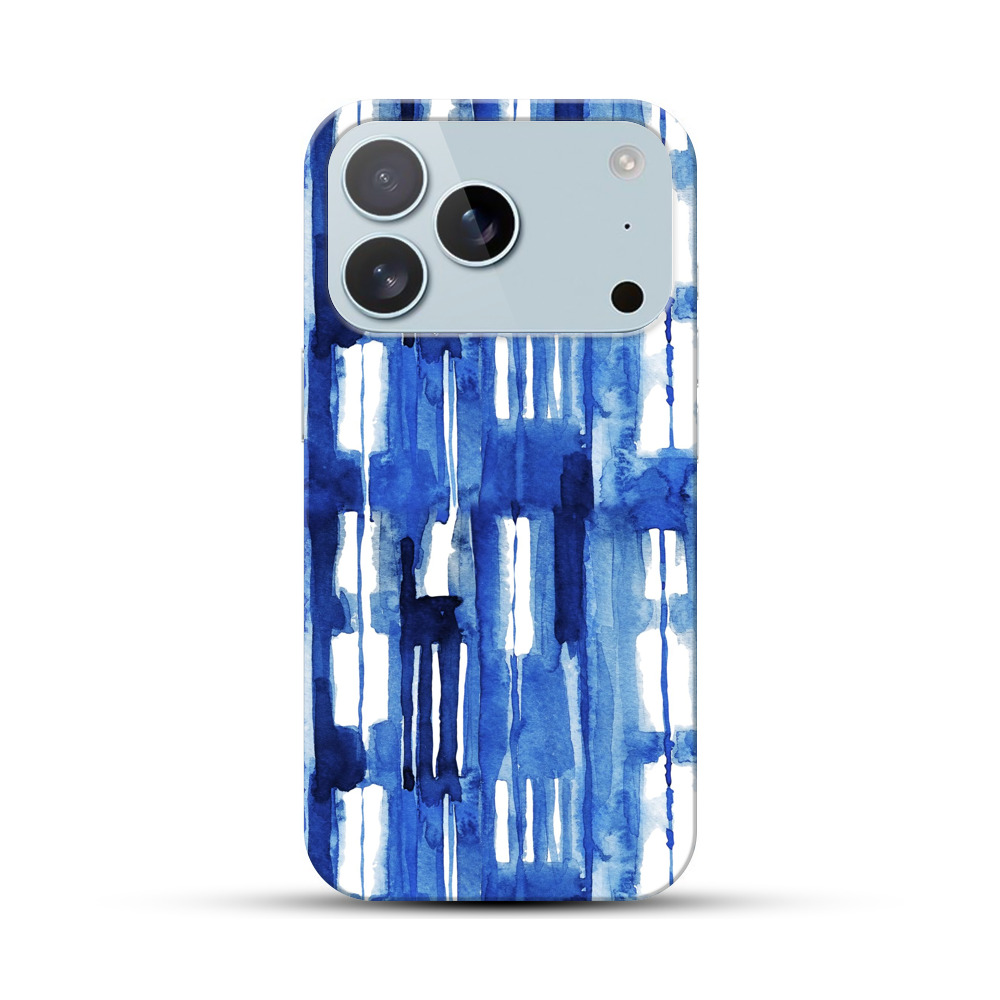 青い水彩のパターン iPhone 17 Proオリジナルハードケース