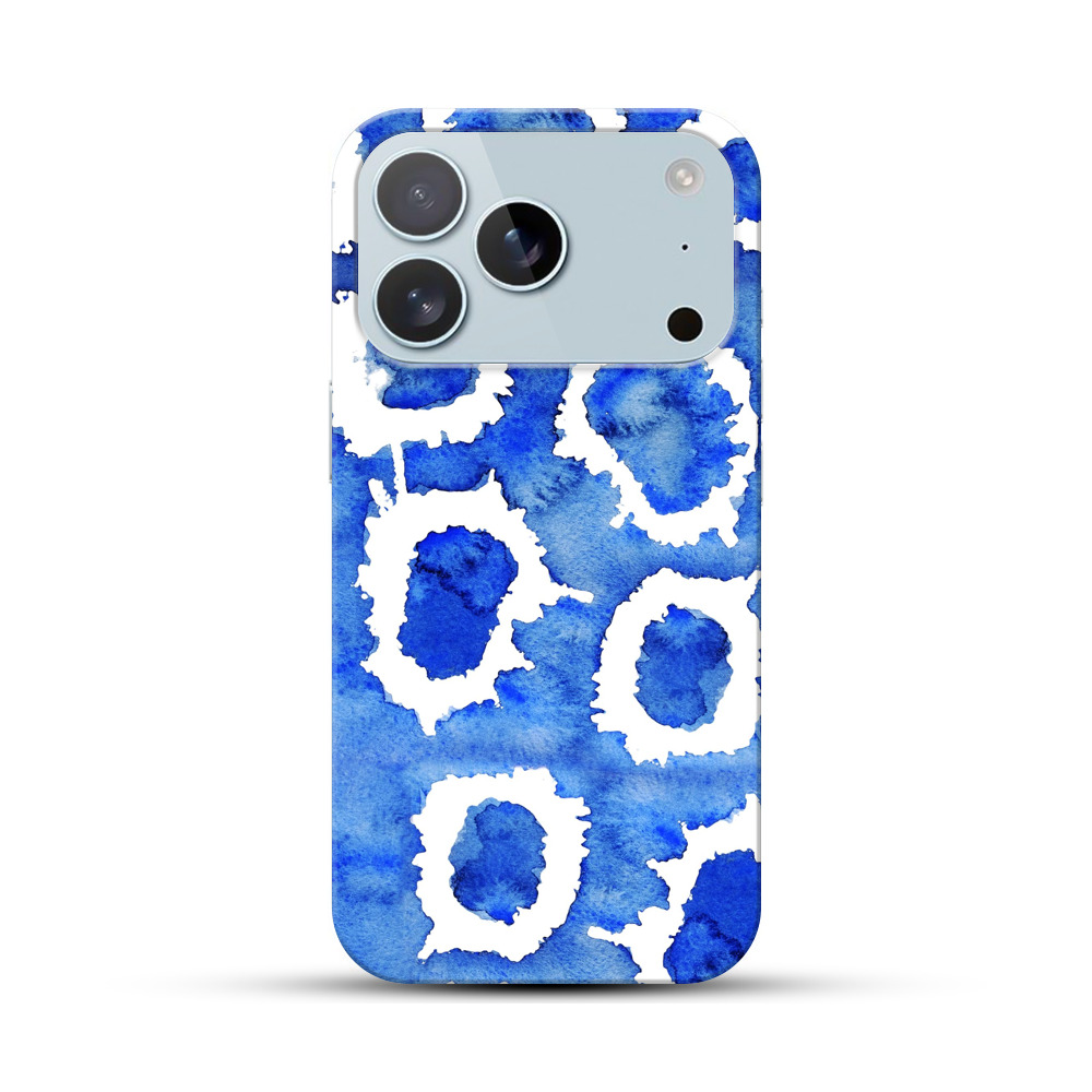 青い水彩のパターン iPhone 17 Proオリジナルハードケース