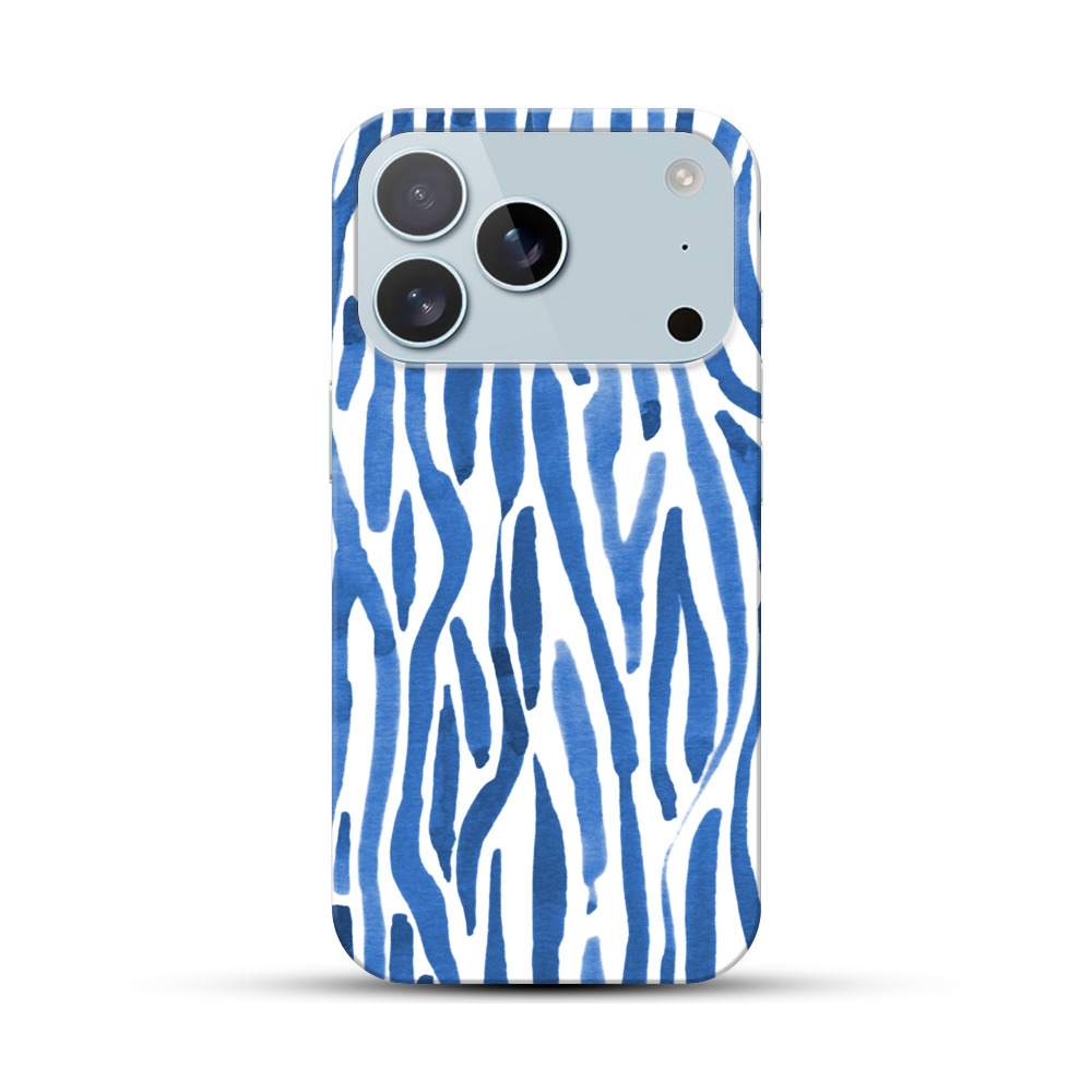 青いストライプのパターン iPhone 17 Proオリジナルハードケース