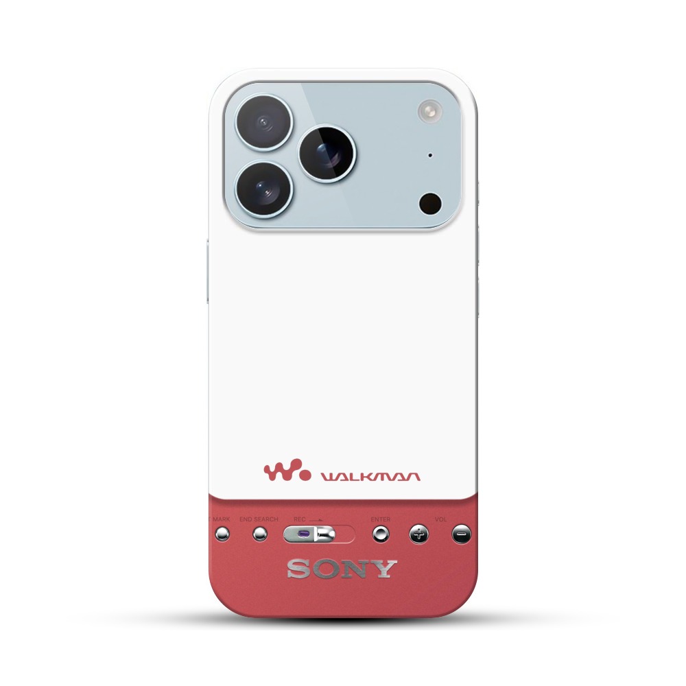 赤縁ウォークマンデザイン iPhone 17 Proオリジナルハードケース