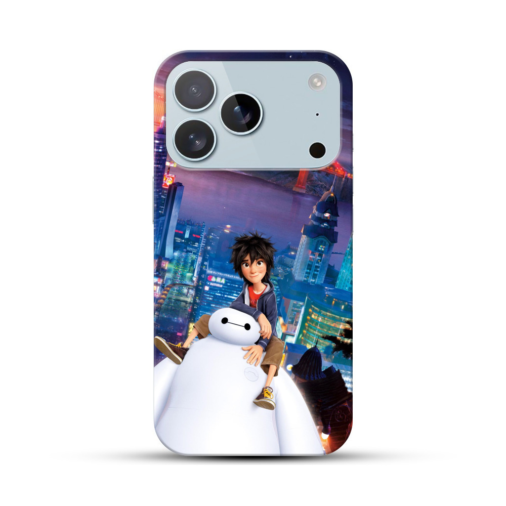 夜の都市とロボット iPhone 17 Proオリジナルハードケース