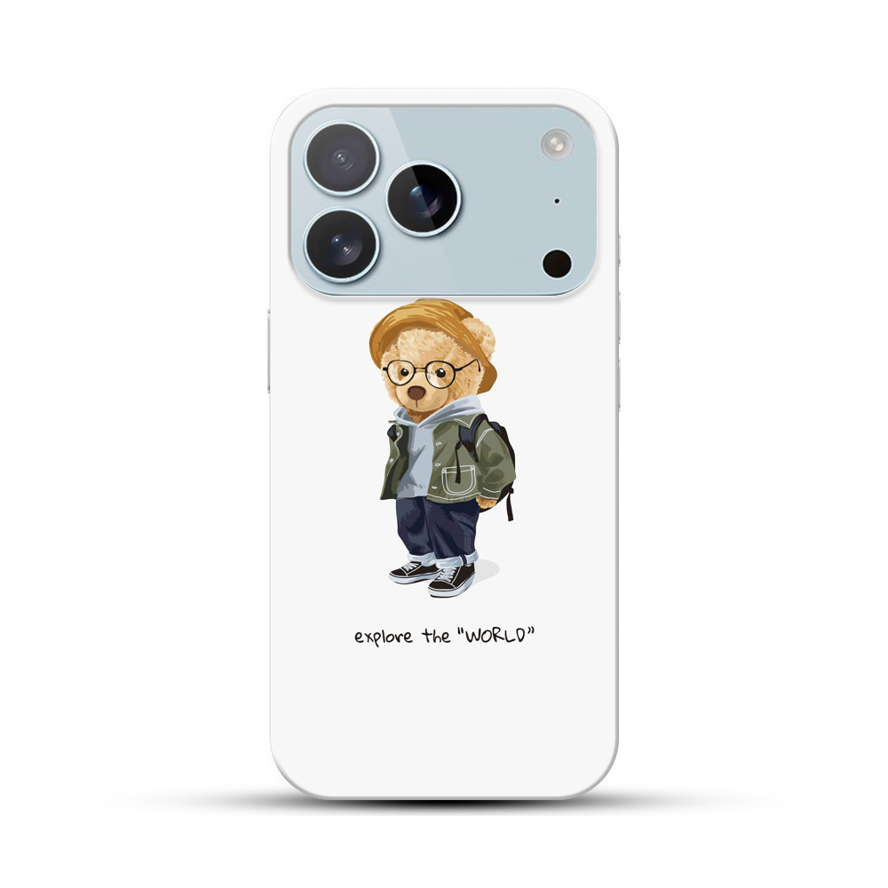 冒険するかわいいクマのキャラクター iPhone 17 Proオリジナルハードケース