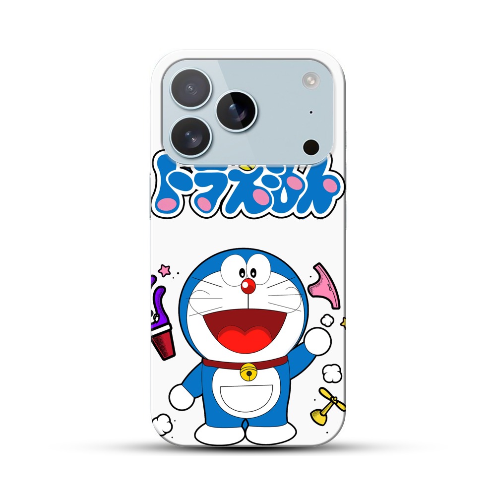 ドラえもんロゴとキャラ iPhone 17 Proオリジナルハードケース