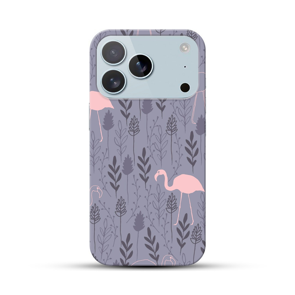 フラミンゴと植物のパターン purple-flamingos フラミンゴと植物のパターン purple-flamingos