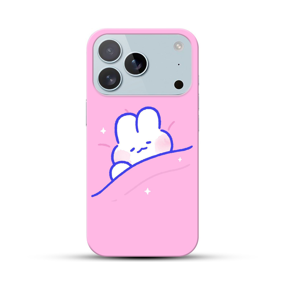布団で眠るかわいいウサギ iPhone 17 Proオリジナルハードケース
