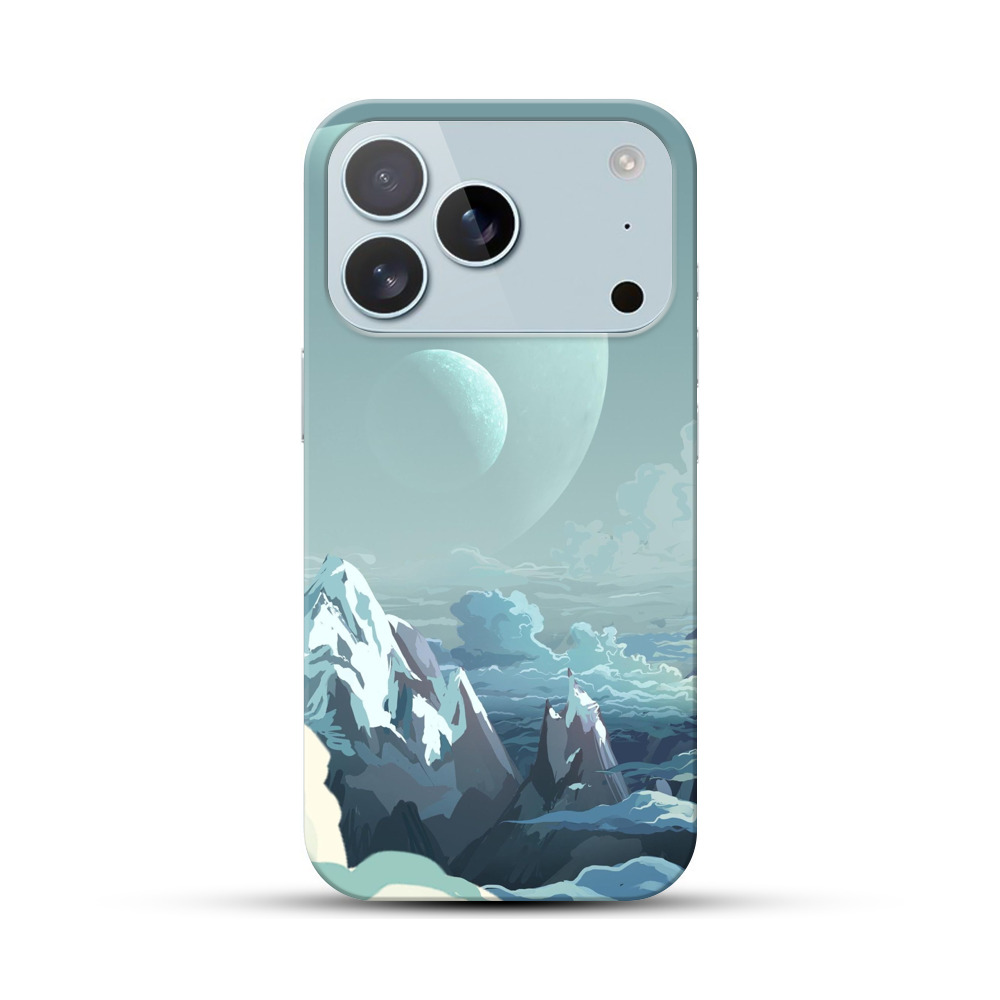 幻想的二つの月と雪山 iPhone 17 Proオリジナルハードケース