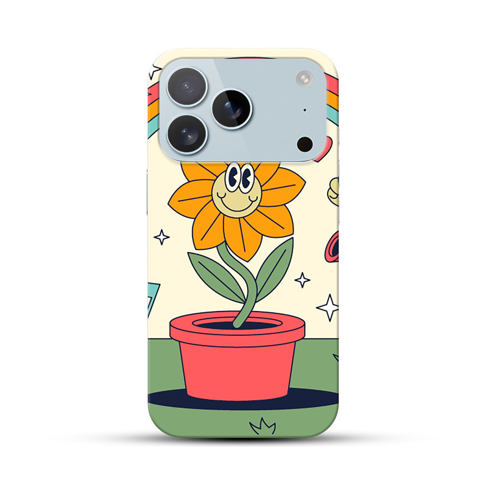 花と虹のイラスト iPhone 17 Proオリジナルハードケース