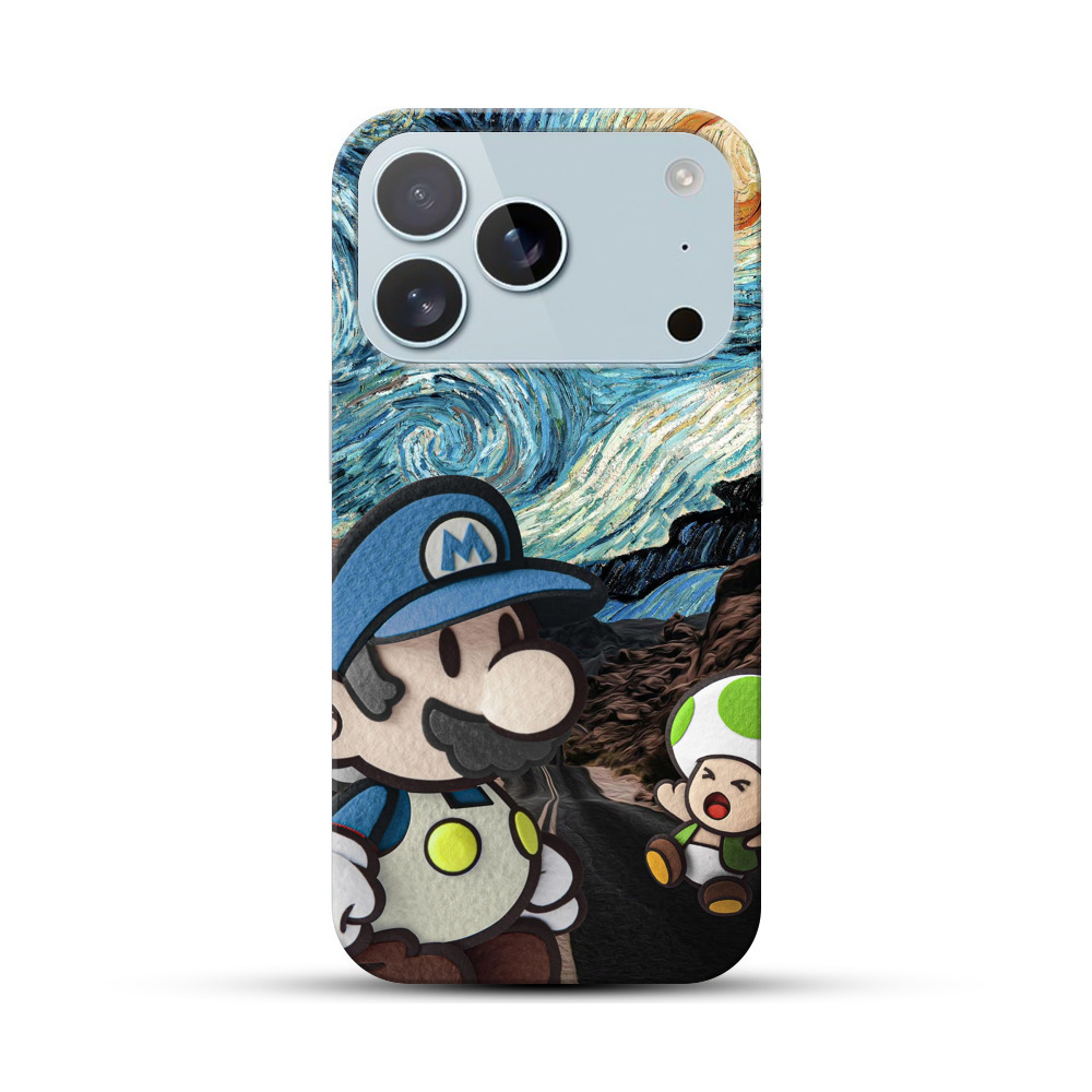 星月夜のマリオとキノピオ iPhone 17 Proオリジナルハードケース