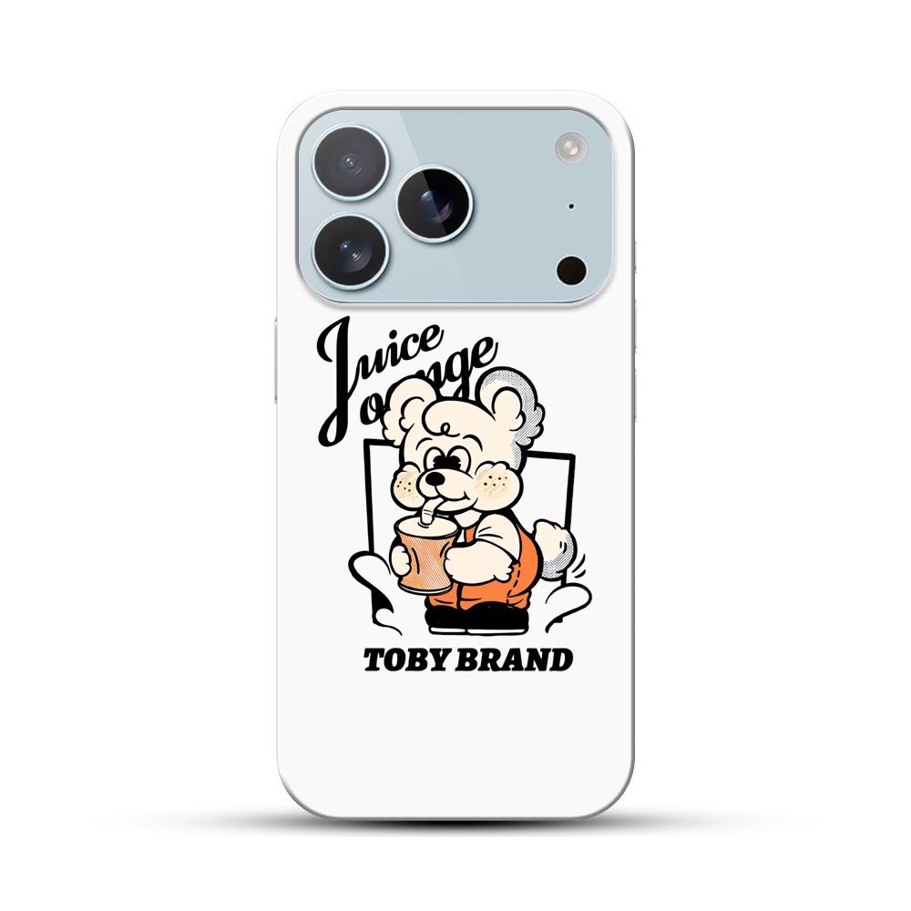 ジュースを飲むクマ iPhone 17 Proオリジナルハードケース