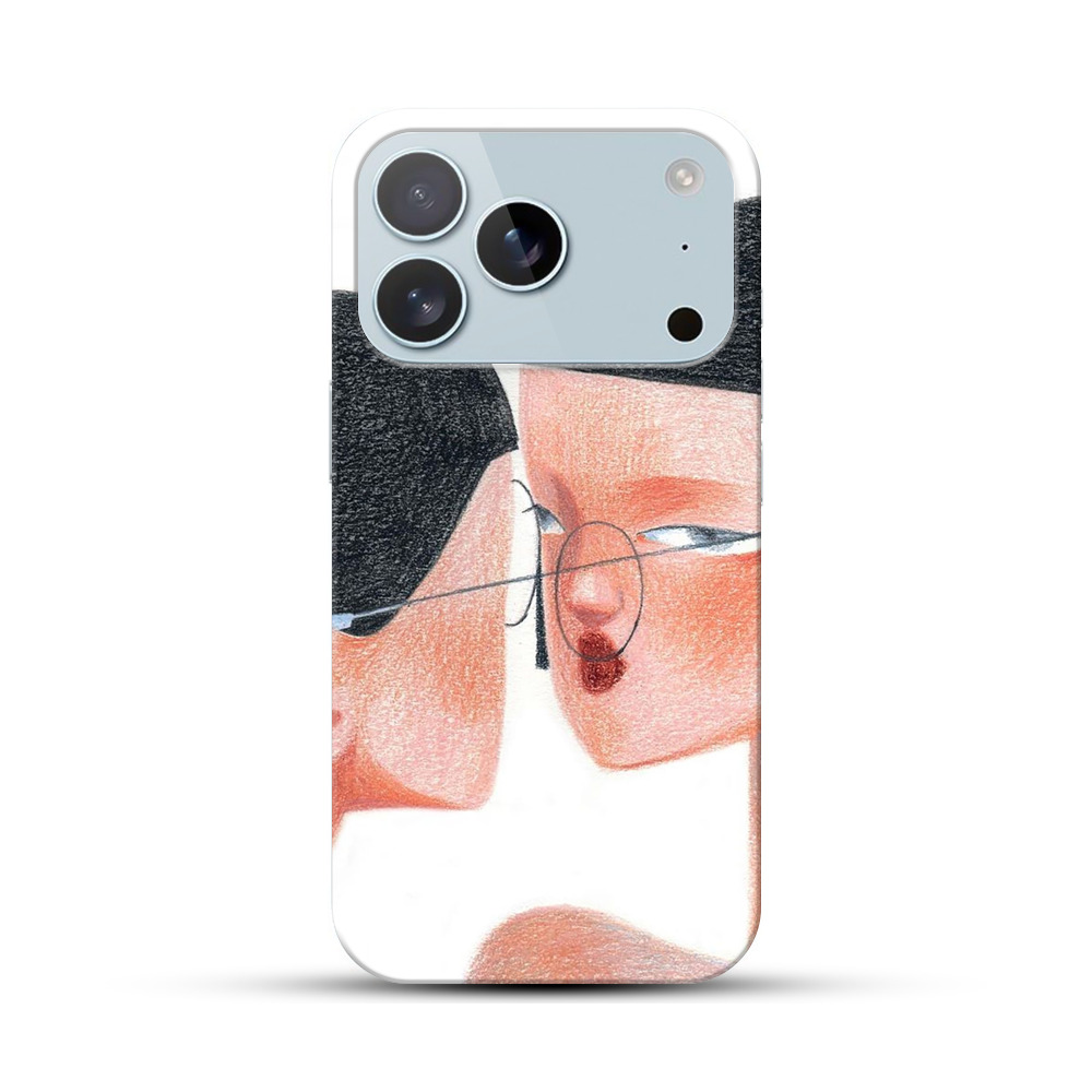 鏡を見る女性のイラスト iPhone 17 Proオリジナルハードケース