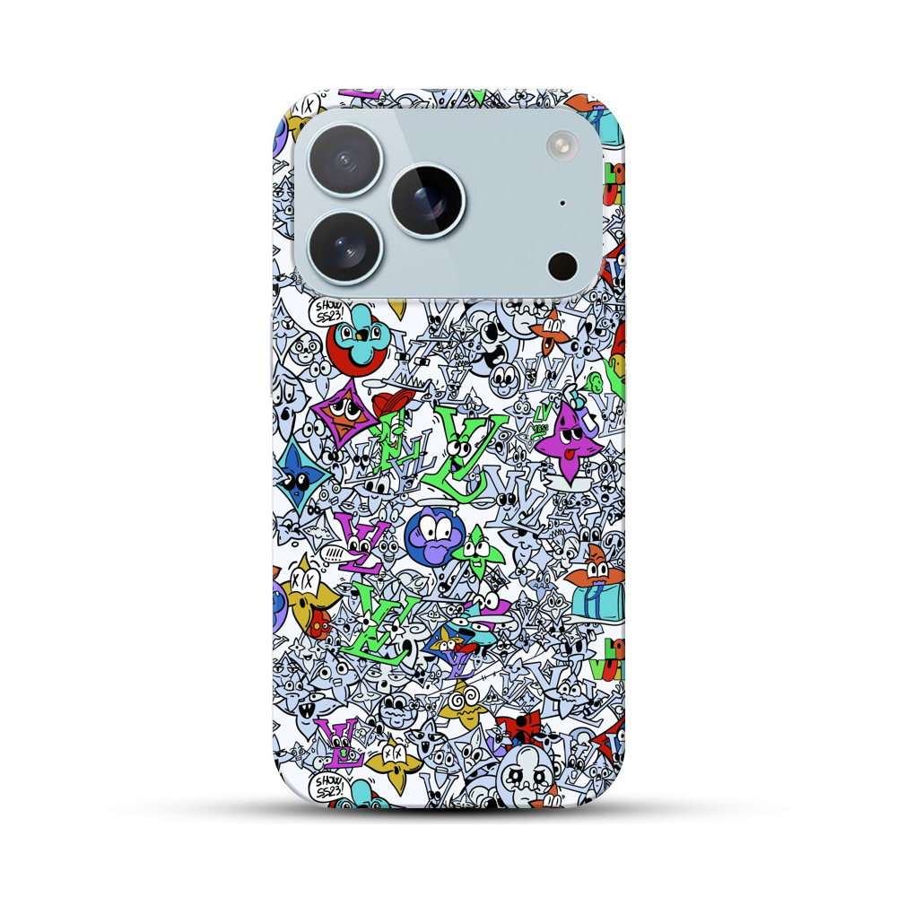 カラフルな落書きパターン iPhone 17 Proオリジナルハードケース