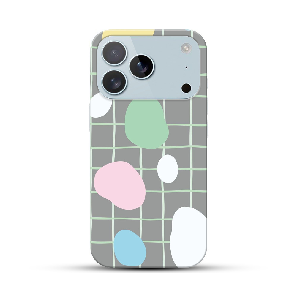 カラフルな抽象的な石とグリッドパターン iPhone 17 Proオリジナルハードケース