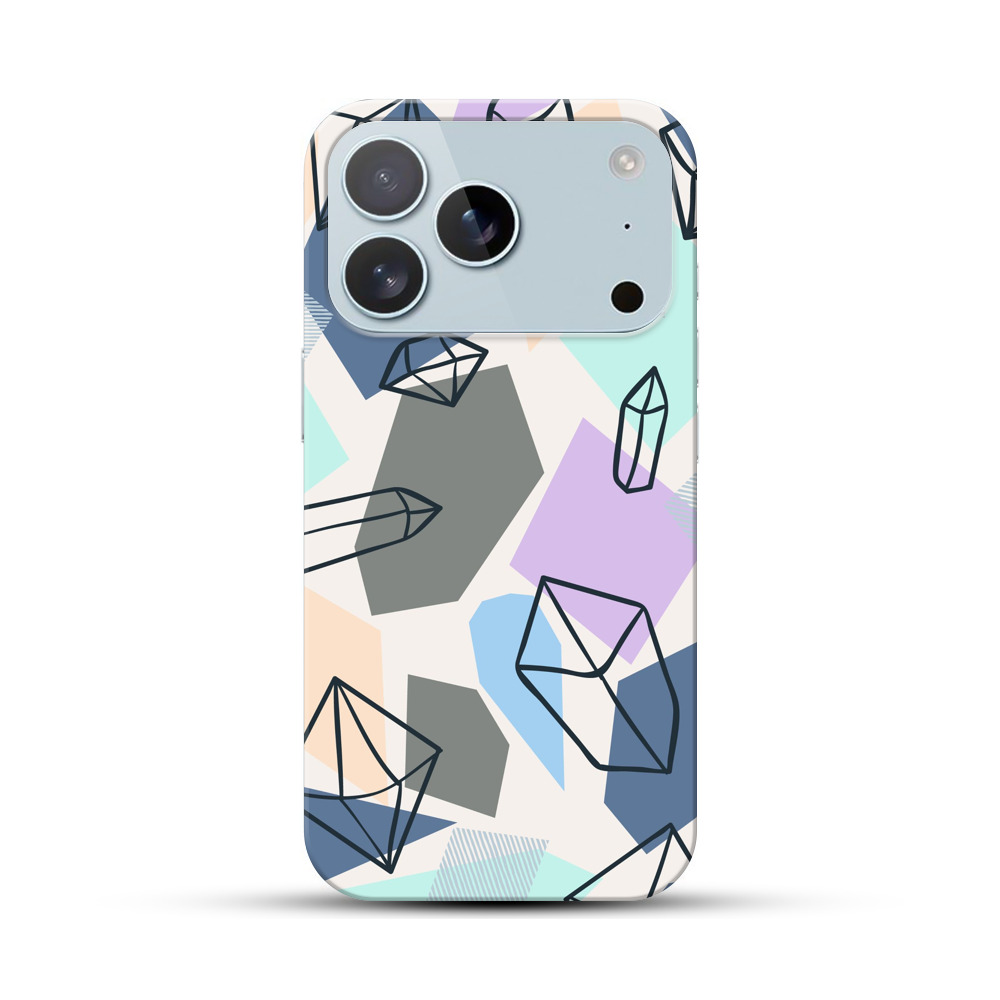 カラフルな幾何学クリスタルパターン iPhone 17 Proオリジナルハードケース