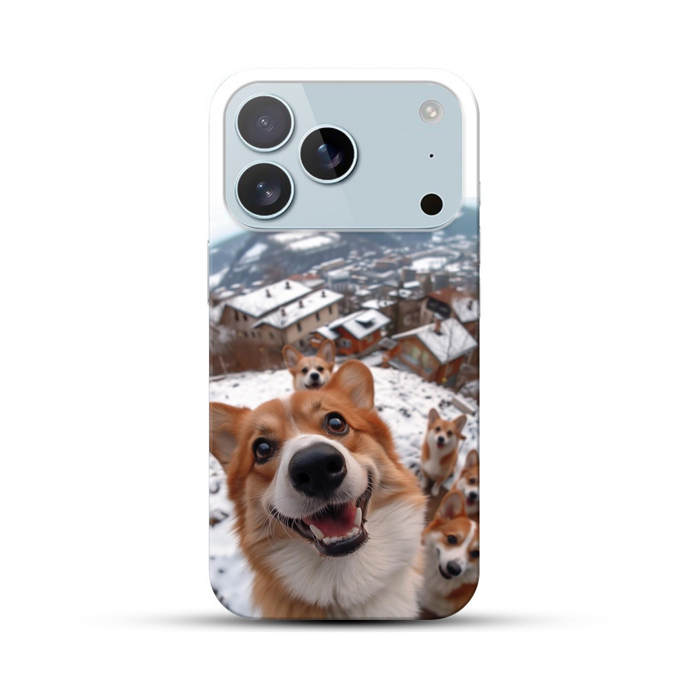 コーギー犬と雪景色 iPhone 17 Proオリジナルハードケース