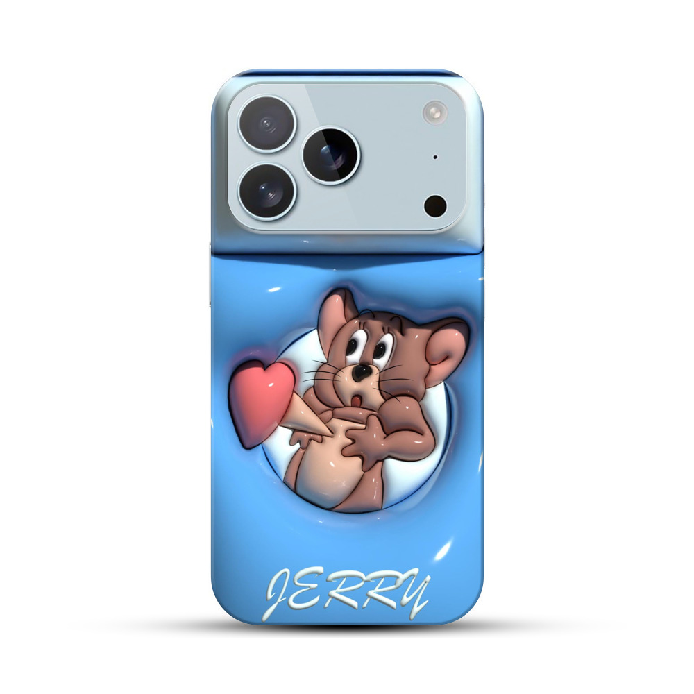 かわいいネズミとハート iPhone 17 Proオリジナルハードケース