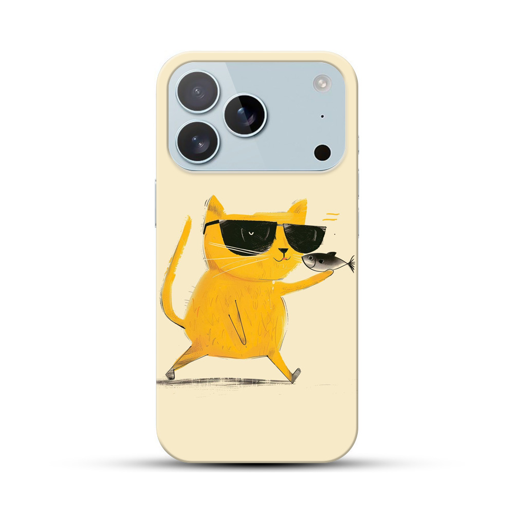 サングラス猫と魚 iPhone 17 Proオリジナルハードケース