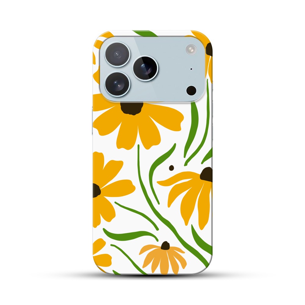 黄色い花のパターン iPhone 17 Proオリジナルハードケース