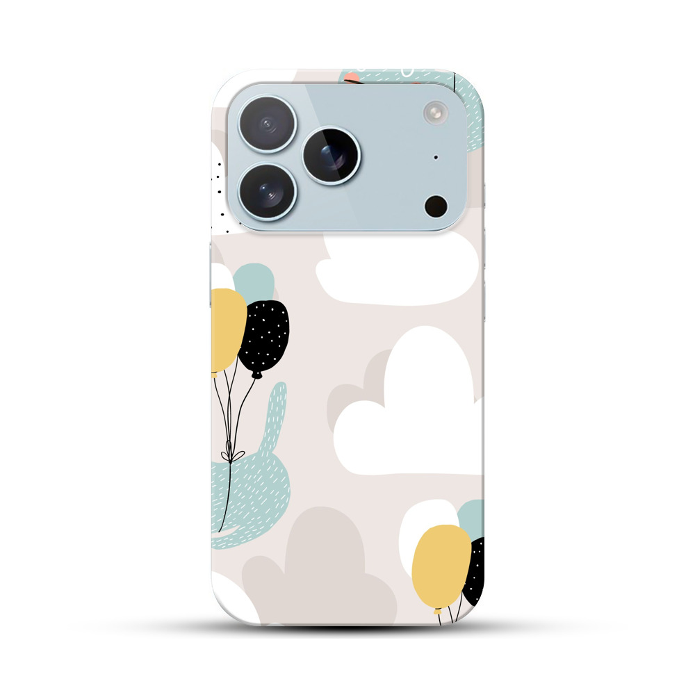 雲と風船を持つ猫のパターン iPhone 17 Proオリジナルハードケース