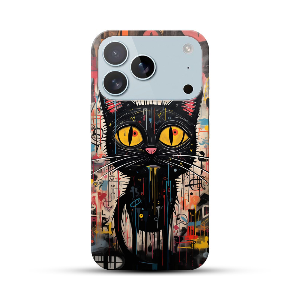 抽象的な黒猫のアート iPhone 17 Proオリジナルハードケース