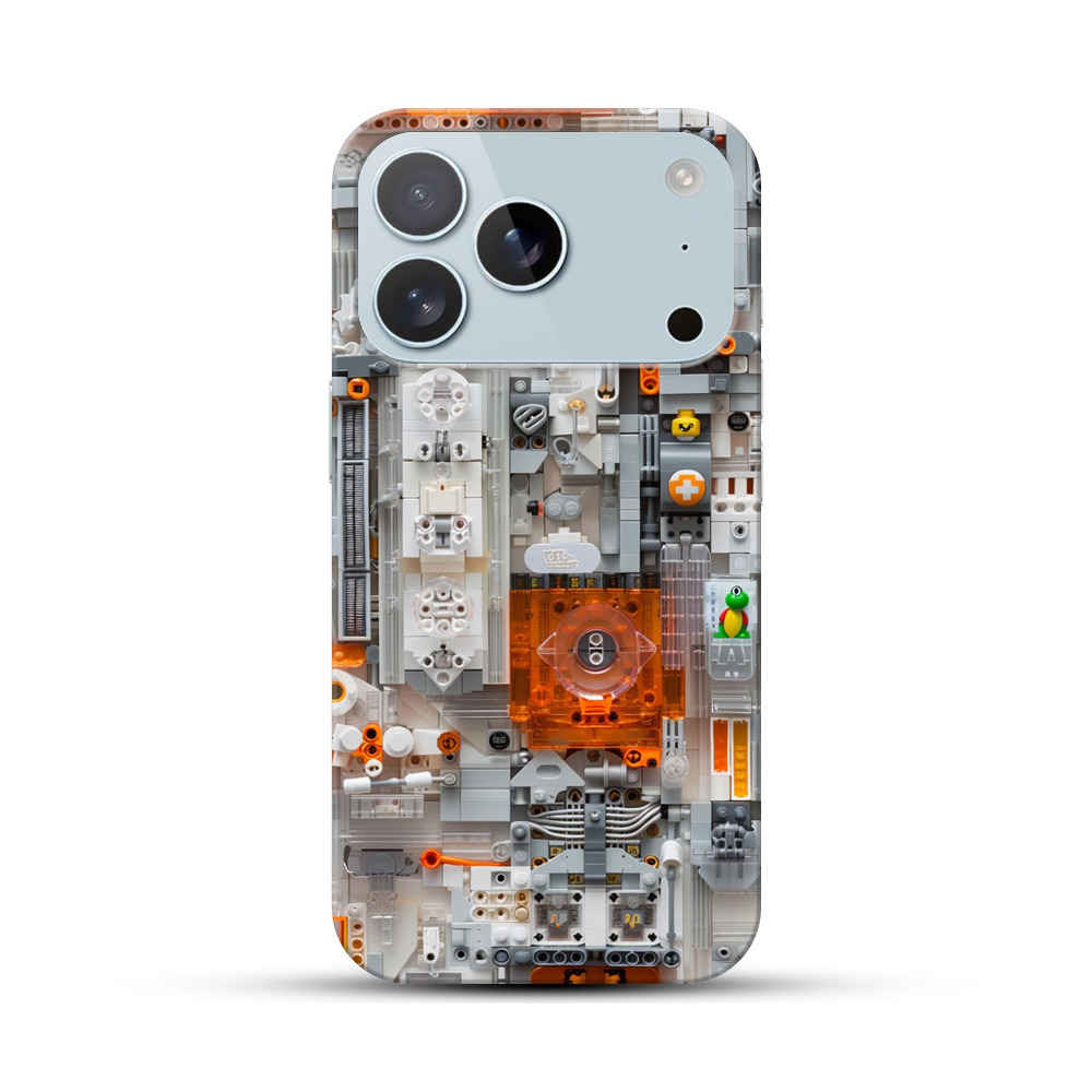 レゴのオレンジ白モザイク iPhone 17 Proオリジナルハードケース