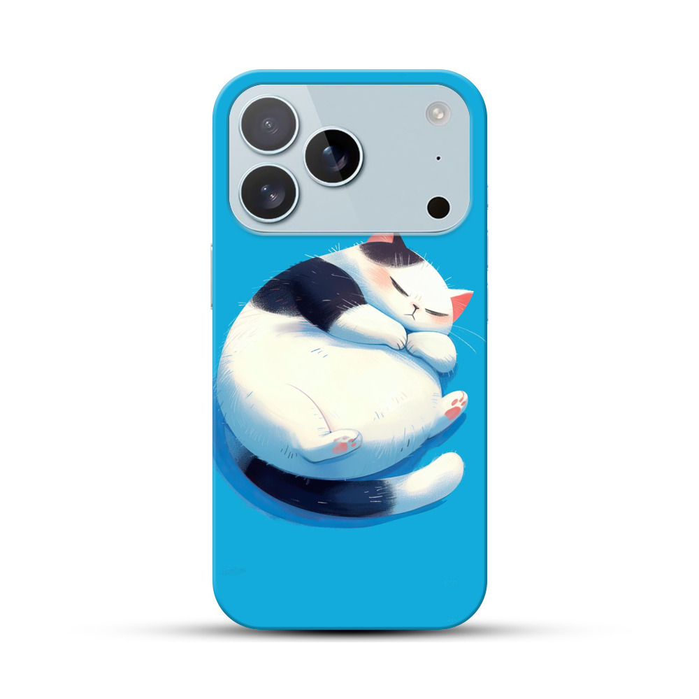 丸いかわいい寝る猫 iPhone 17 Proオリジナルハードケース