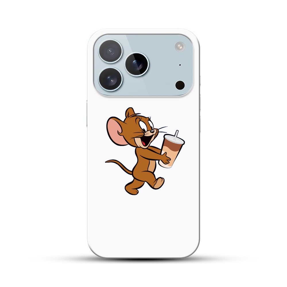 ドリンク持つネズミ iPhone 17 Proオリジナルハードケース