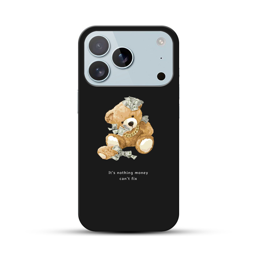 お金に囲まれたクマのぬいぐるみ iPhone 17 Proオリジナルハードケース