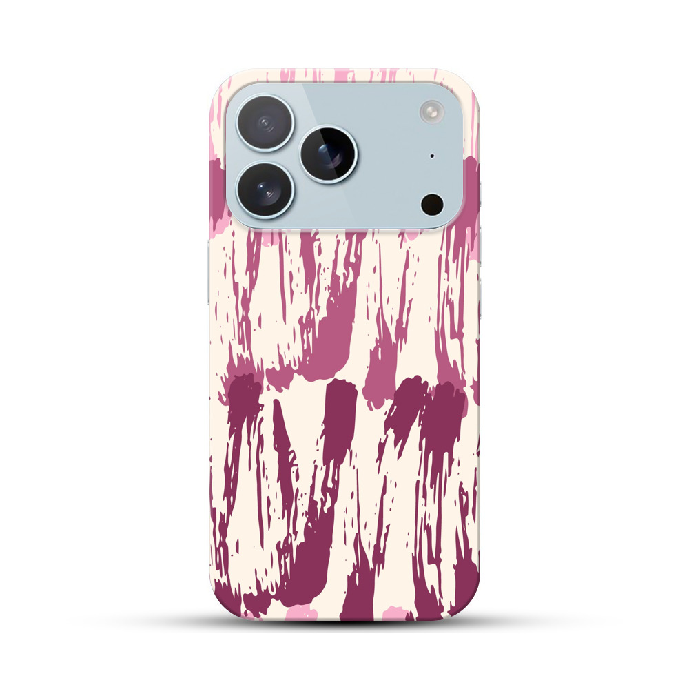 ピンクの抽象ブラシストローク模様 iPhone 17 Proオリジナルハードケース