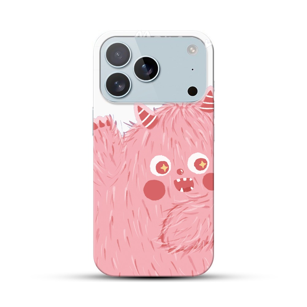 ピンクのかわいいモンスター iPhone 17 Proオリジナルハードケース
