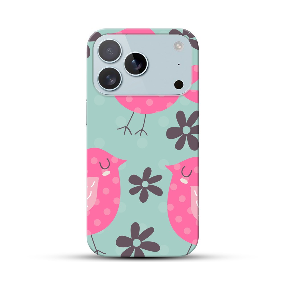 ピンクの小鳥と花のパターン birdie ピンクの小鳥と花のパターン birdie