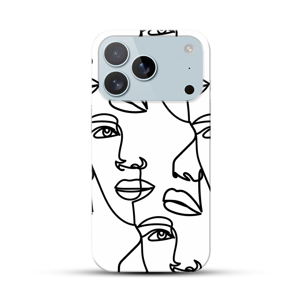 連続した顔の抽象イラスト iPhone 17 Proオリジナルハードケース