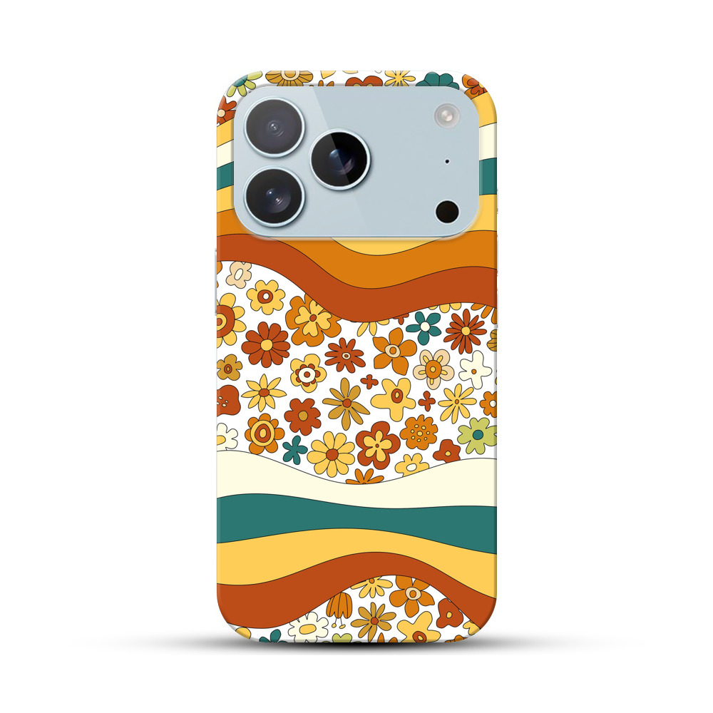 レトロなフローラルパターン iPhone 17 Proオリジナルハードケース