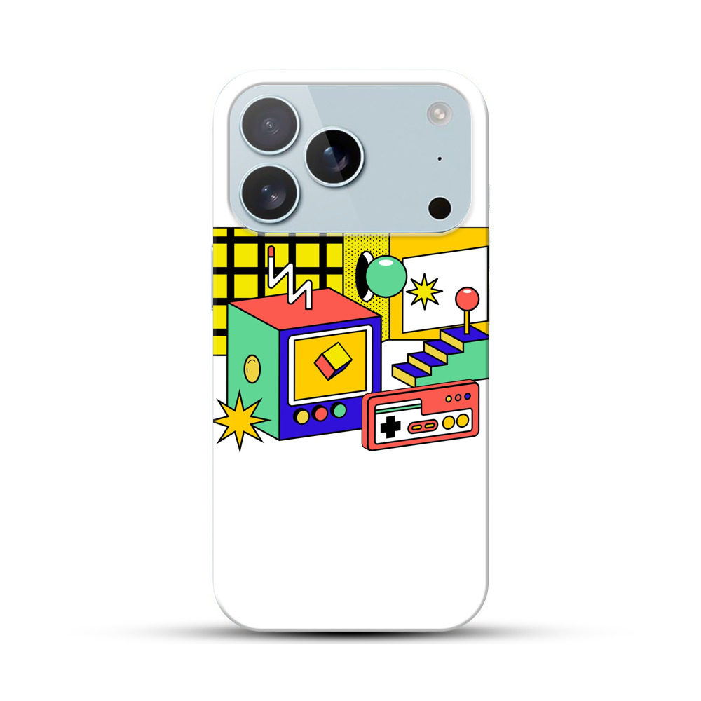 レトロゲームとカラフルなデザイン iPhone 17 Proオリジナルハードケース