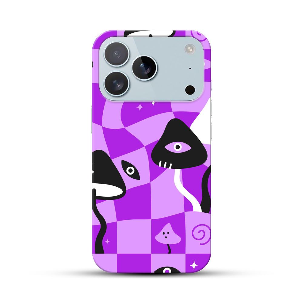 サイケデリックなキノコパターン iPhone 17 Proオリジナルハードケース