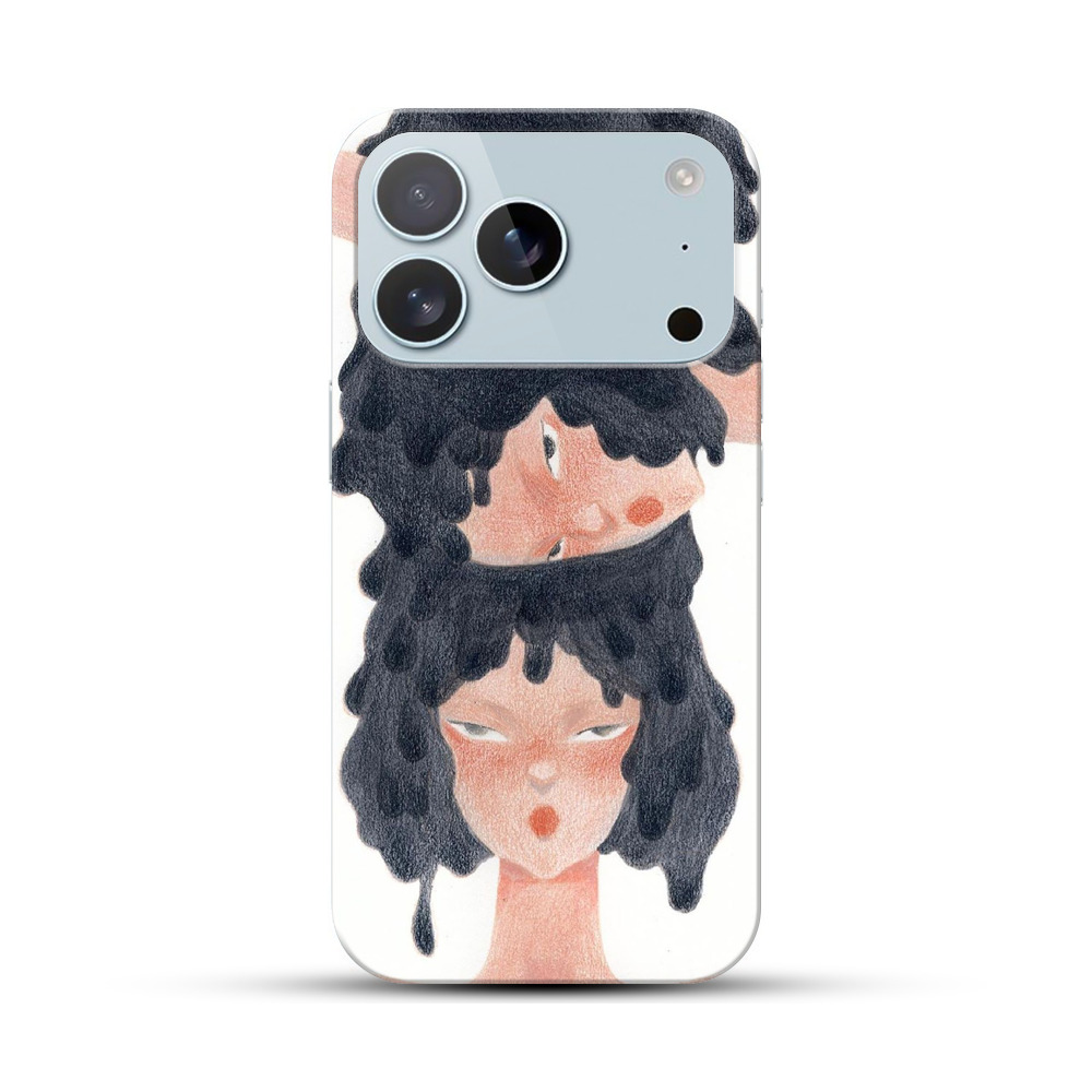 三重の顔の女性のイラスト iPhone 17 Proオリジナルハードケース