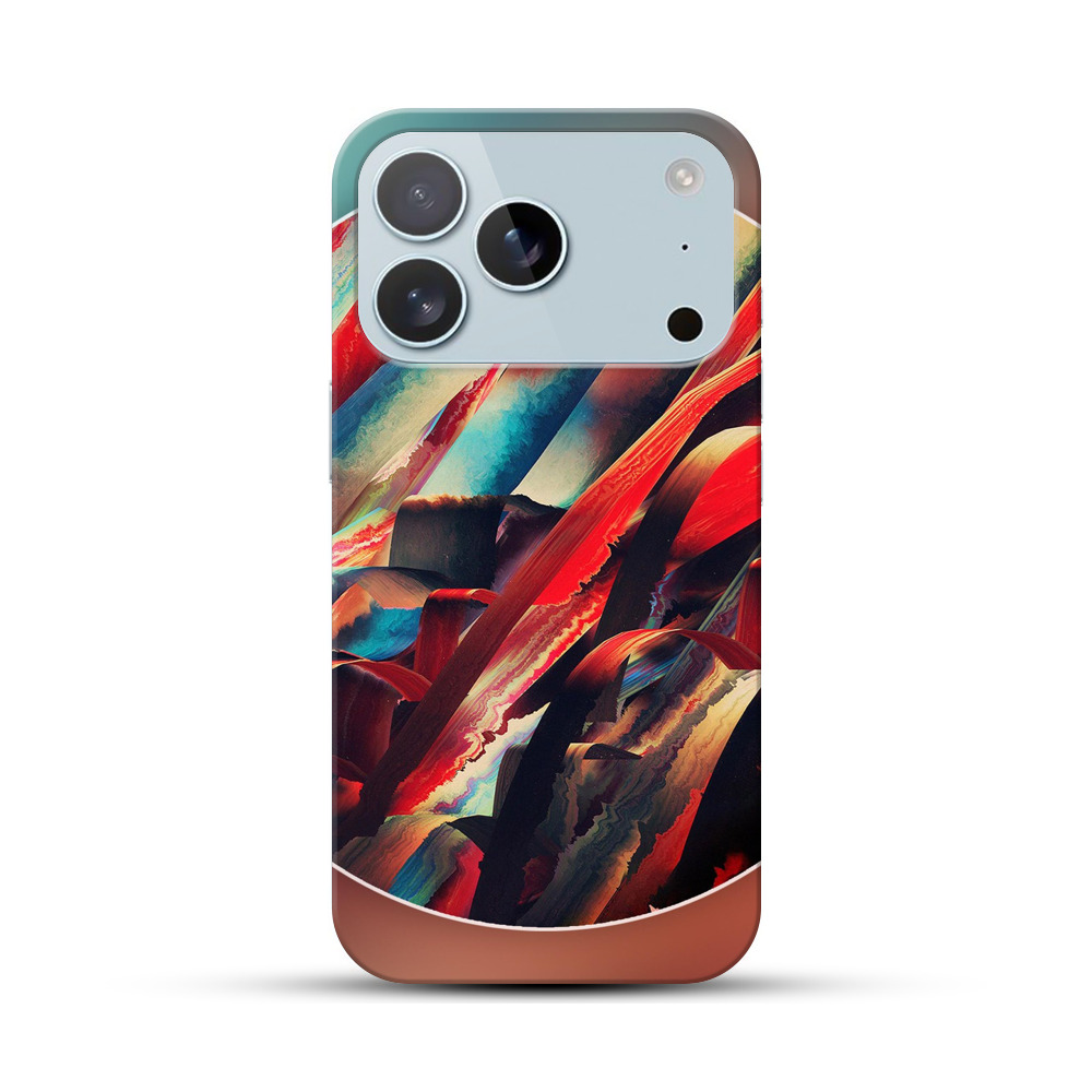 鮮やかな赤青抽象アート iPhone 17 Proオリジナルハードケース