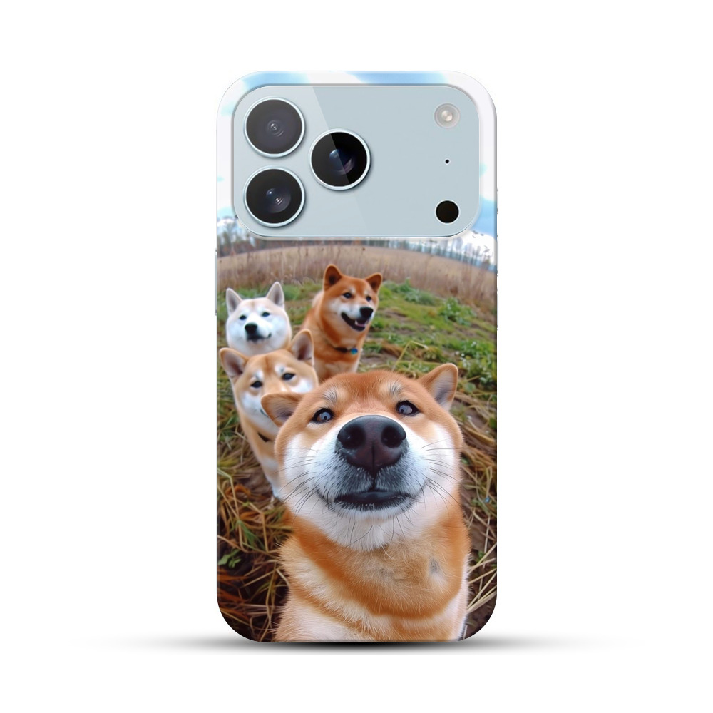 柴犬四匹集合 iPhone 17 Proオリジナルハードケース