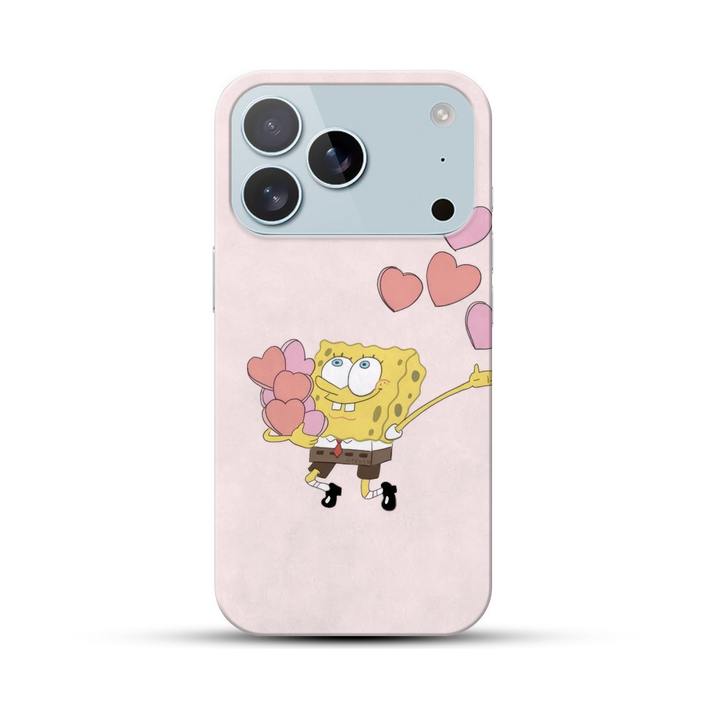 スポンジボブとハート iPhone 17 Proオリジナルハードケース