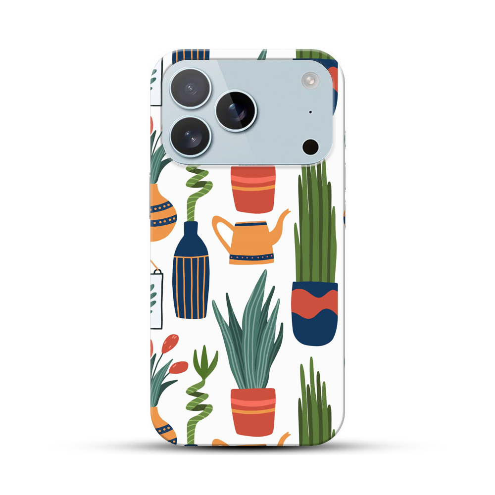 多肉植物と花のパターン iPhone 17 Proオリジナルハードケース