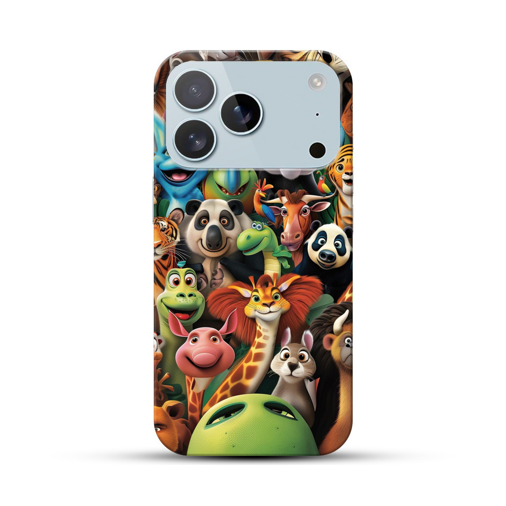 多彩な動物キャラ集合 iPhone 17 Proオリジナルハードケース